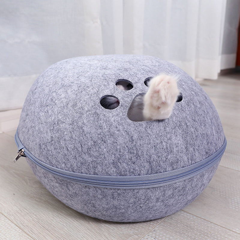 Eggshell Felt Cat Bed - Year-round Semi-closed Nest