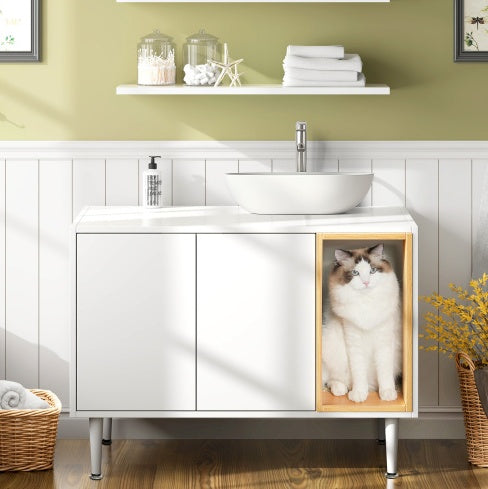 Bathroom Sink Cabinet With Cat Litter Box Enclosure