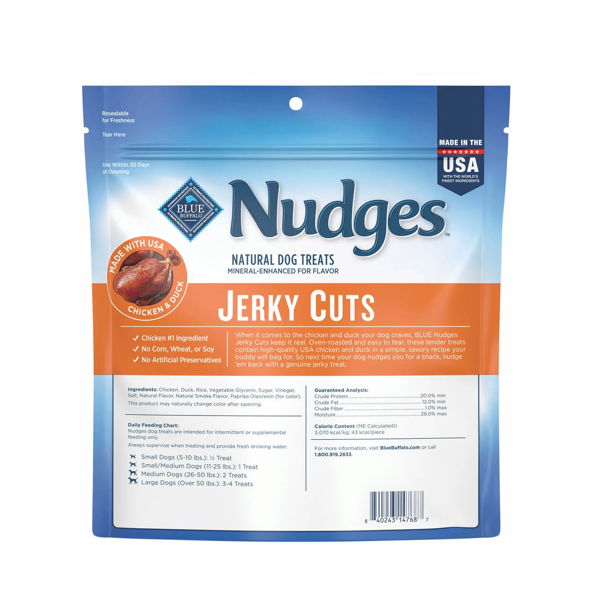 Nudges Jerky Cuts Dog Treats Made with Real Chicken & Duck, 16-Oz. Bag