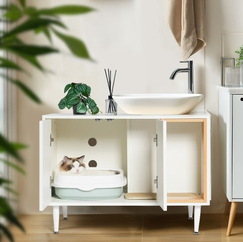 Bathroom Sink Cabinet With Cat Litter Box Enclosure